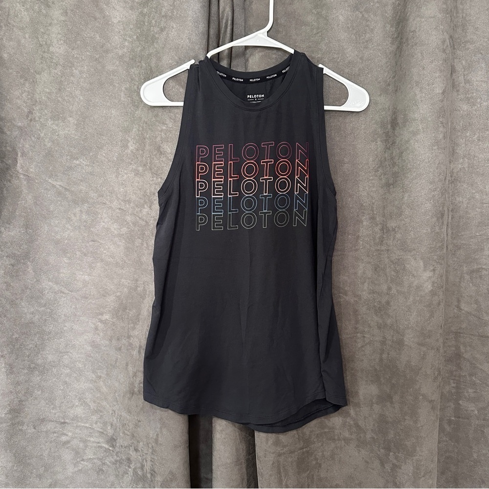 Peloton Racerback Supima Cotton Modal Logo Tank Athleisure Activewear S Black - Picture 6 of 10